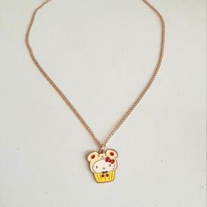 Enamel Kitty with Teddy Bear Cap Charm Necklace
